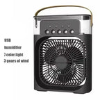 Portable 3-in-1 Air Cooler Fan | Ice Water Humidifier with 7-Color Light & 500mL Tank for Room, Desk & Camping