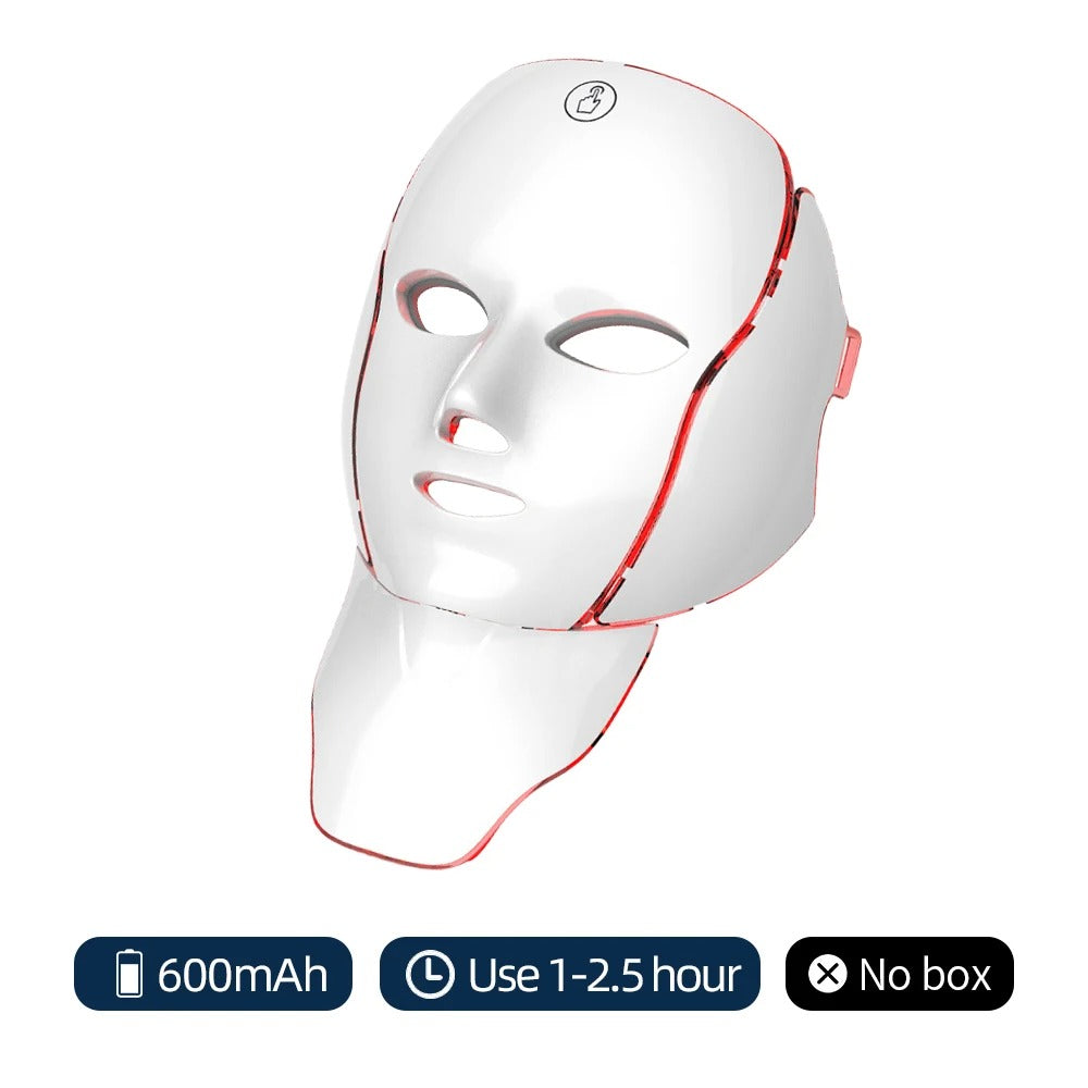 LED Face & Neck Rejuvenation Mask | 7-Color Phototherapy for Wrinkles, Acne & Youthful Skin