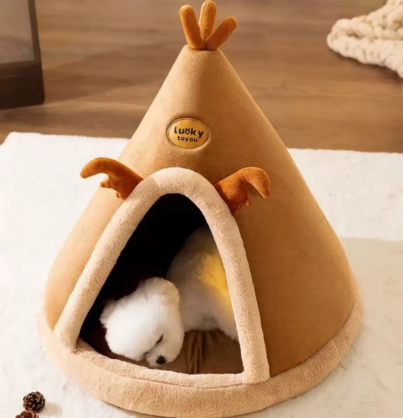 Cuddly Cave for Pets | Soft, Heat-Retaining Teepee Design for Small Dogs and Cats
