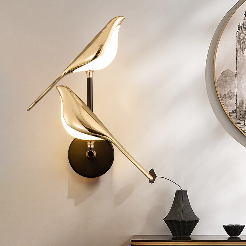 LED Birdsong Wall Light Fixture - Adjustable Nature-Inspired Design for Indoor & Outdoor Use