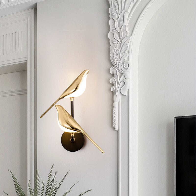 LED Birdsong Wall Light Fixture - Adjustable Nature-Inspired Design for Indoor & Outdoor Use