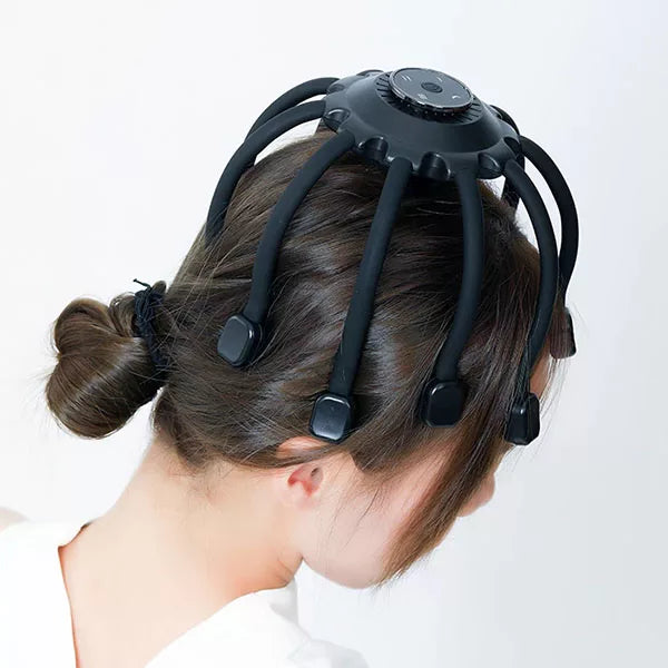 Smart Electric Scalp Massager | 10 Vibrating Heads, Bluetooth & Adjustable Intensity for Stress Relief and Better Sleep