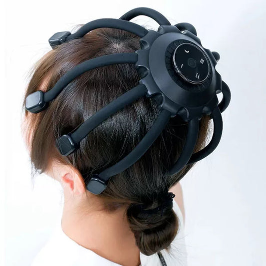 Smart Electric Scalp Massager | 10 Vibrating Heads, Bluetooth & Adjustable Intensity for Stress Relief and Better Sleep