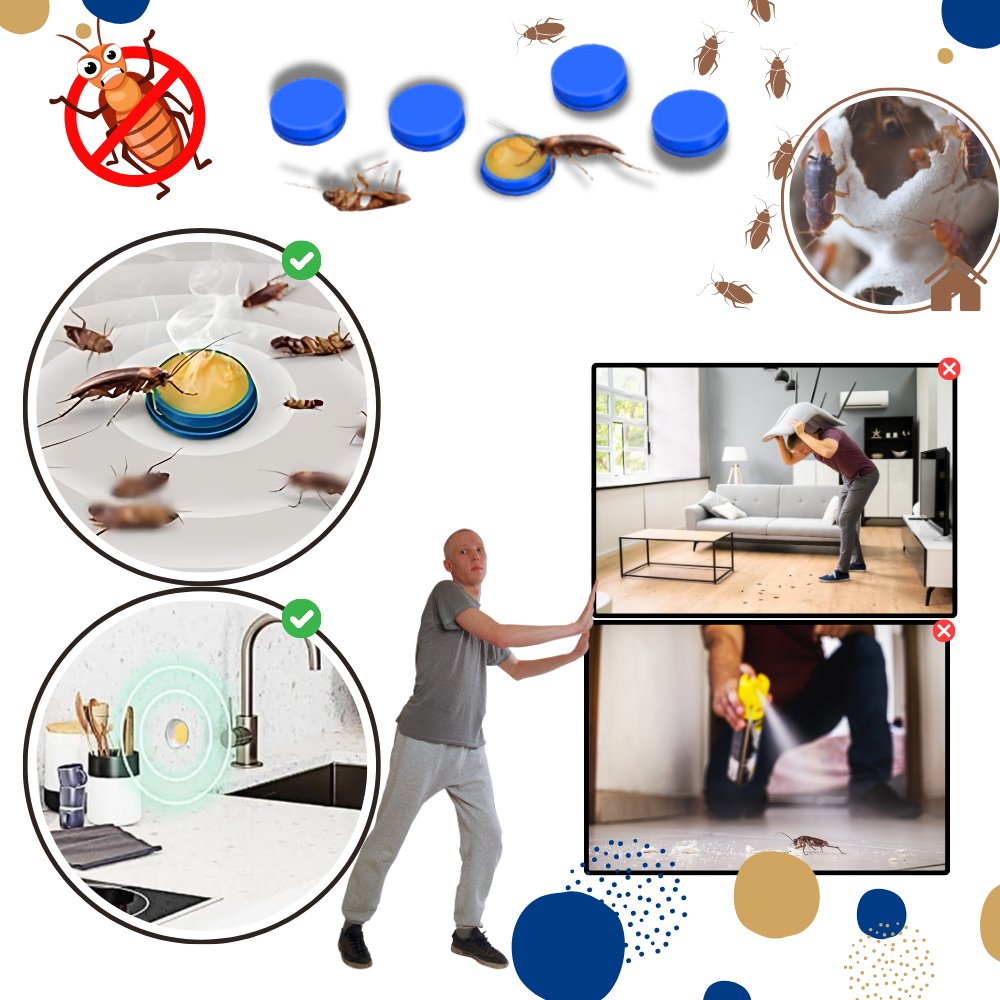 Odorless Cockroach Traps | Slow-Acting, Hands-Free Gel Bait for Effective Pest Control in Homes and Kitchens