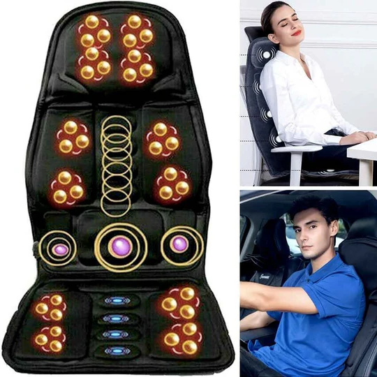 Massage Chair Cushion | Heated, Ergonomic Design with Customizable Massage Settings for Home & Car Use