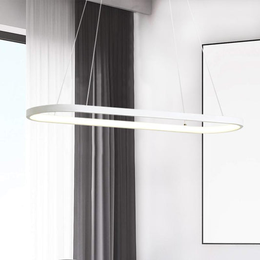 LED Oval Hanging Light Fixture - Modern Minimalist Design for Dining Room & Kitchen Lighting