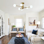 6-Light Glass Globe Sputnik Semi Flush Mount Ceiling Light Fixture for Modern Living Rooms & Entryways