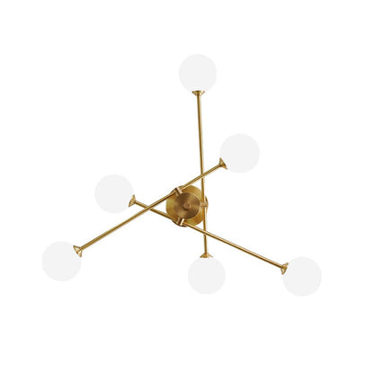 6-Light Glass Globe Sputnik Semi Flush Mount Ceiling Light Fixture for Modern Living Rooms & Entryways