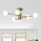 6-Light Glass Globe Sputnik Semi Flush Mount Ceiling Light Fixture for Modern Living Rooms & Entryways