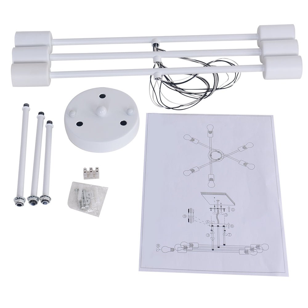 6-Light Linear Sputnik Semi Flush Mount Ceiling Light Fixture for Modern Living Rooms & Entryways