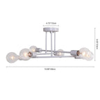 6-Light Linear Sputnik Semi Flush Mount Ceiling Light Fixture for Modern Living Rooms & Entryways