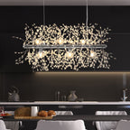 9-Light Linear Crystal Chandelier Fixture for Dining Room & Living Room Lighting