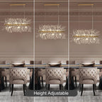9-Light Linear Crystal Chandelier Fixture for Dining Room & Living Room Lighting