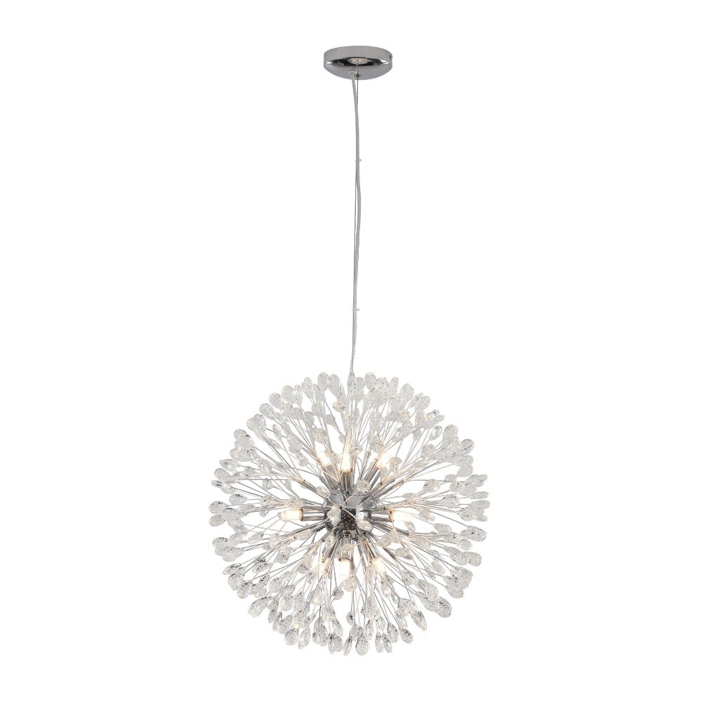 9-Light Floral Crystal Dandelion Chandelier - Round Firework Design for Living Room & Dining Room Lighting