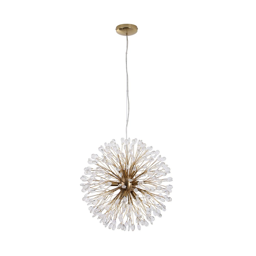 9-Light Floral Crystal Dandelion Chandelier - Round Firework Design for Living Room & Dining Room Lighting