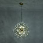 9-Light Floral Crystal Dandelion Chandelier - Round Firework Design for Living Room & Dining Room Lighting