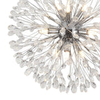 9-Light Floral Crystal Dandelion Chandelier - Round Firework Design for Living Room & Dining Room Lighting