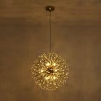 9-Light Floral Crystal Dandelion Chandelier - Round Firework Design for Living Room & Dining Room Lighting