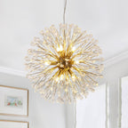 9-Light Floral Crystal Dandelion Chandelier - Round Firework Design for Living Room & Dining Room Lighting