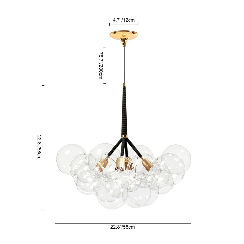 Clear Glass Bubble Chandelier - Modern Pendant Light Fixture for Dining Room & Living Room Decor