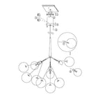 Clear Glass Bubble Chandelier - Modern Pendant Light Fixture for Dining Room & Living Room Decor