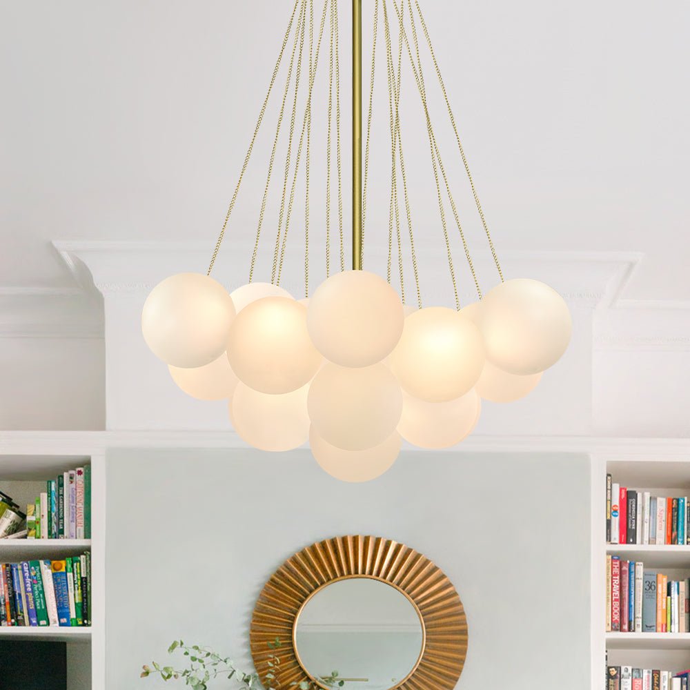 Modern Glass Bubble Chandelier Light Fixture for Dining Room & Living Room Decor