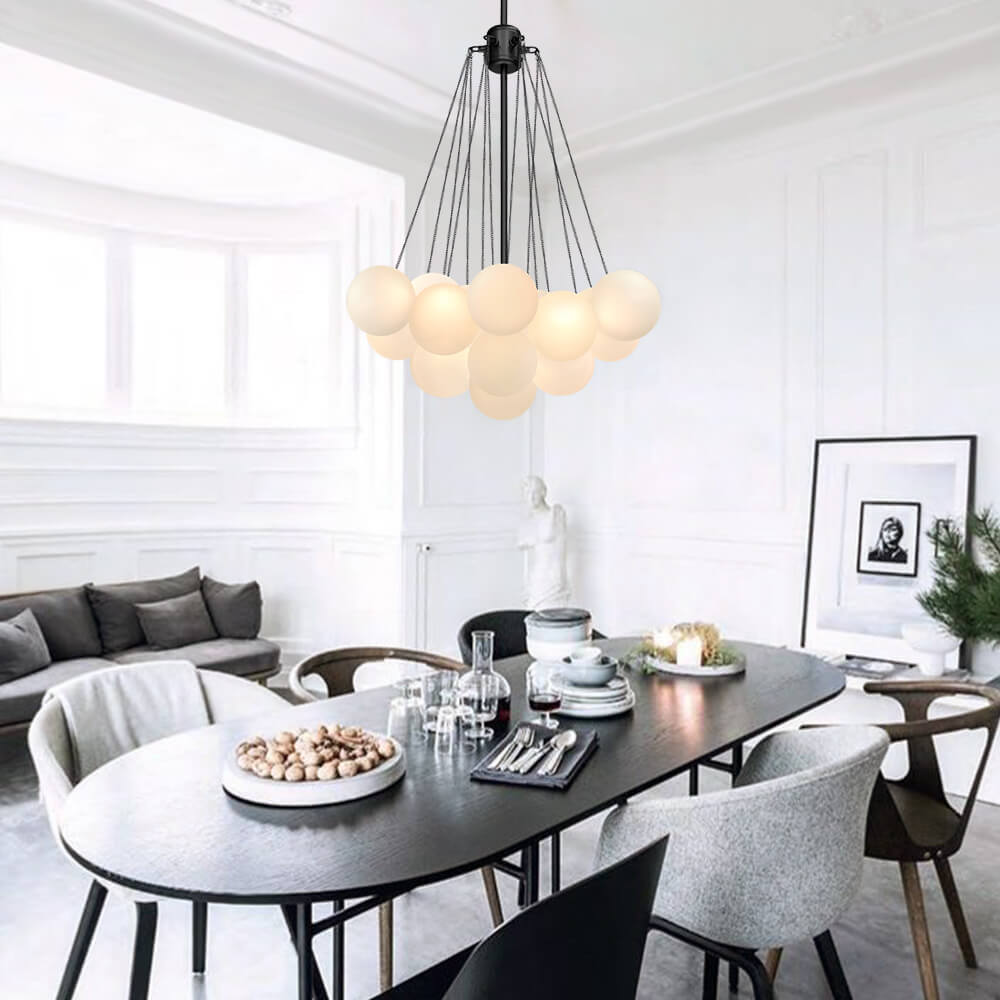 Modern Glass Bubble Chandelier Light Fixture for Dining Room & Living Room Decor