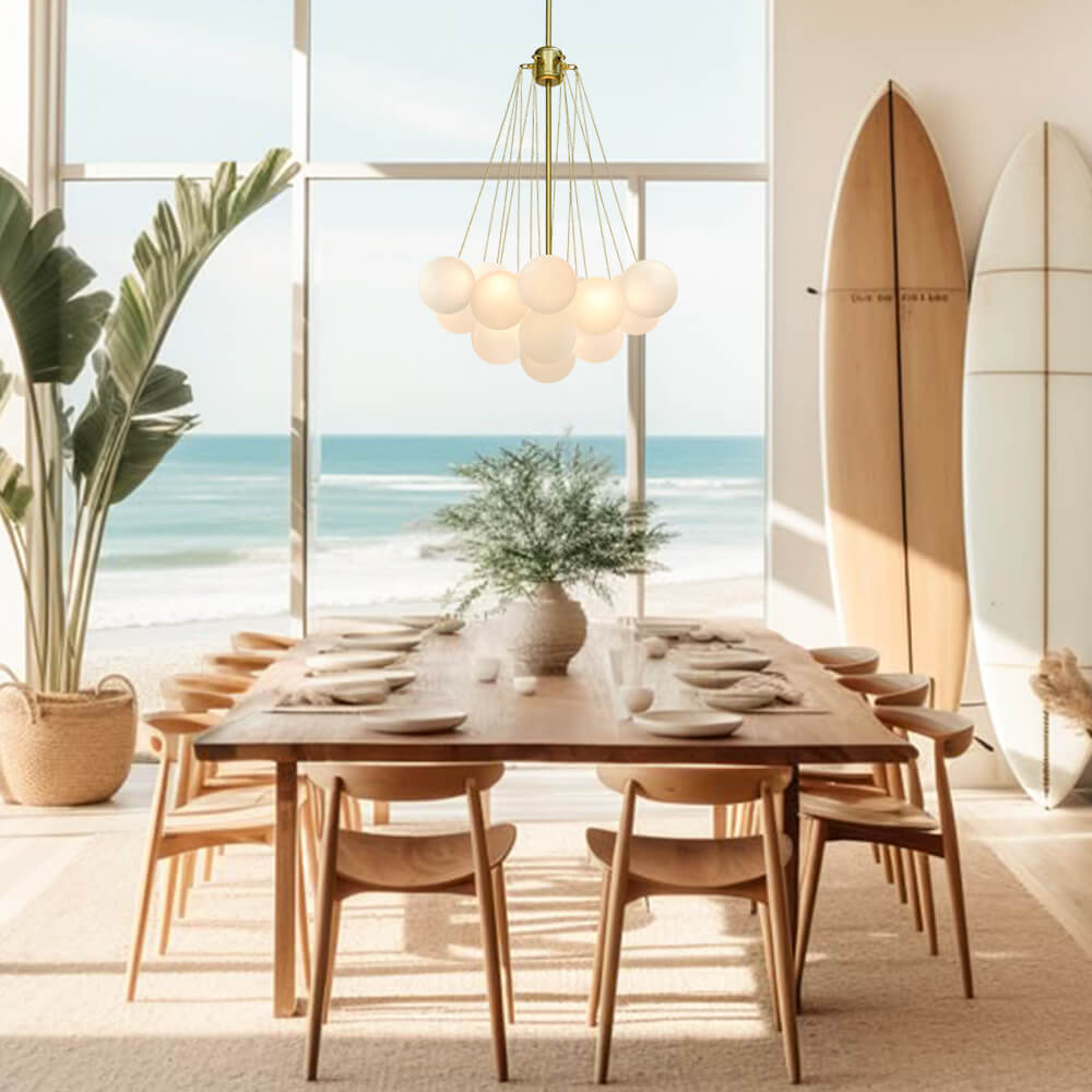 Modern Glass Bubble Chandelier Light Fixture for Dining Room & Living Room Decor