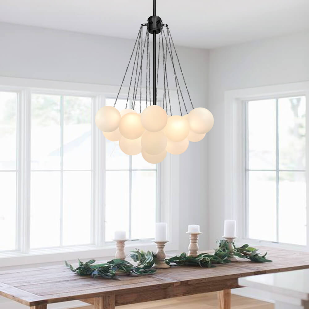 Modern Glass Bubble Chandelier Light Fixture for Dining Room & Living Room Decor