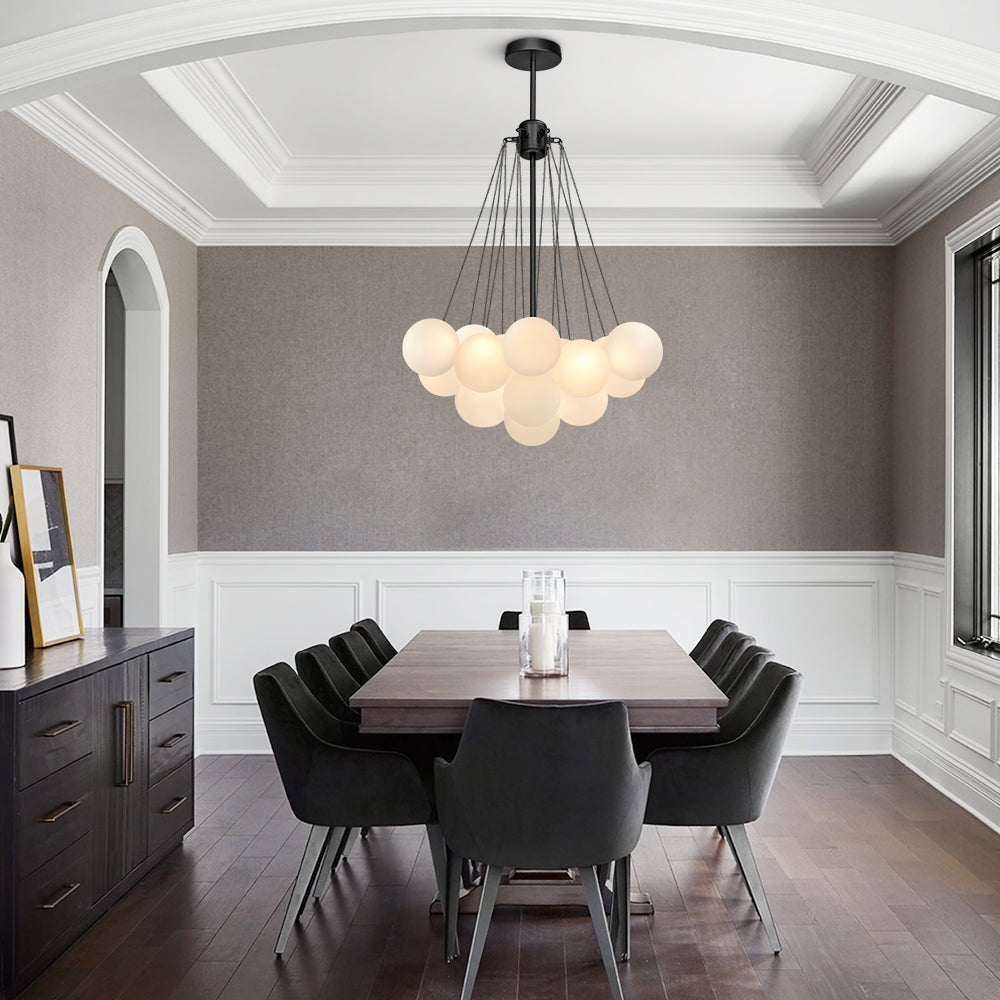 Modern Glass Bubble Chandelier Light Fixture for Dining Room & Living Room Decor