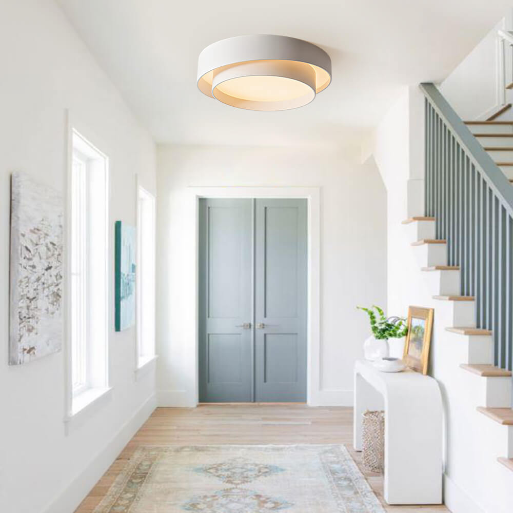 LED Flush Mount Ceiling Light - Concentric Circle Design - Modern Lighting Fixture for Living Room & Dining Room