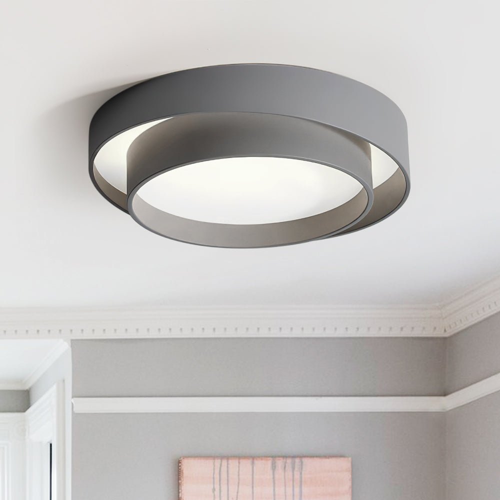 LED Flush Mount Ceiling Light - Concentric Circle Design - Modern Lighting Fixture for Living Room & Dining Room