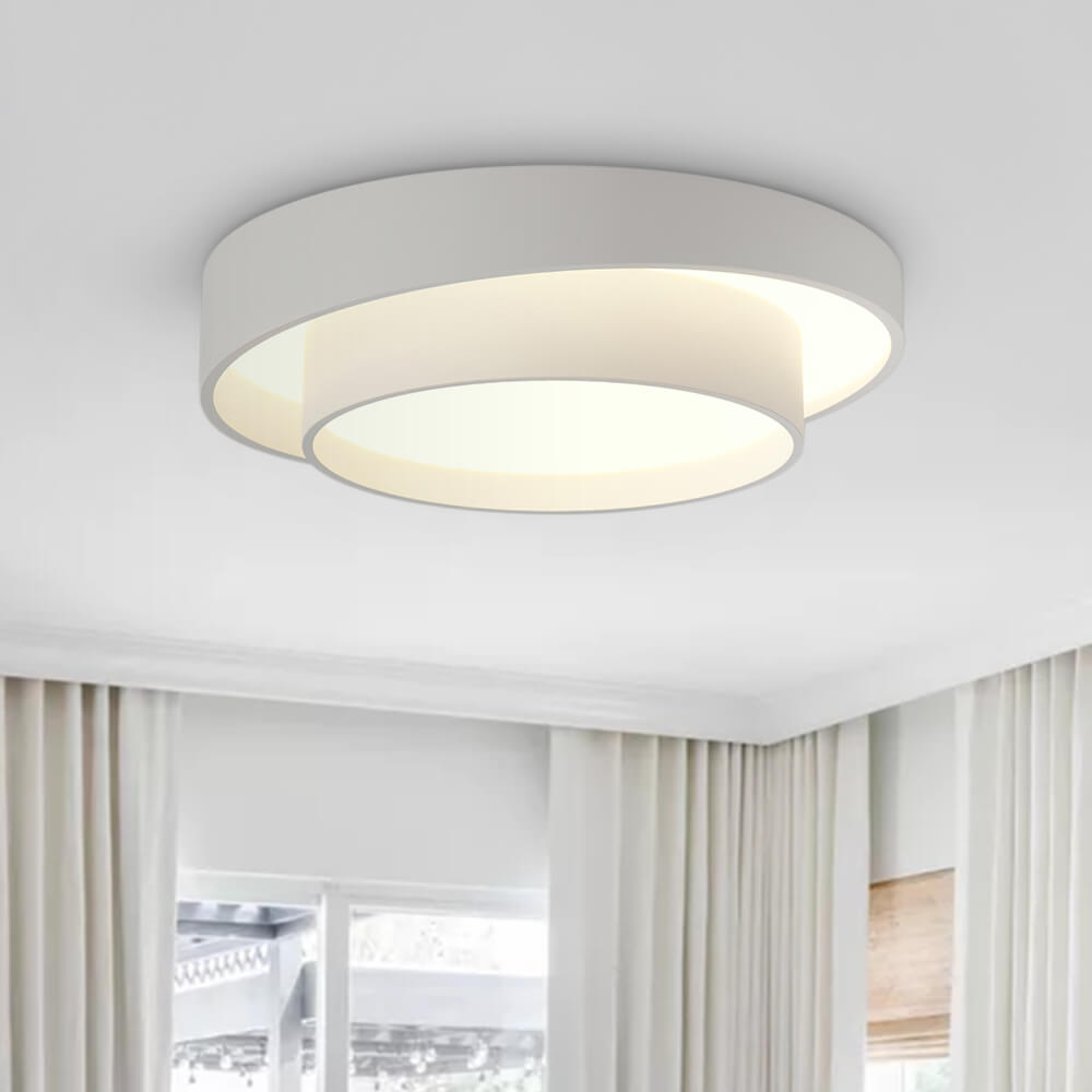 LED Flush Mount Ceiling Light - Concentric Circle Design - Modern Lighting Fixture for Living Room & Dining Room