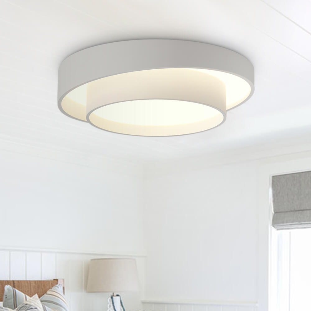LED Flush Mount Ceiling Light - Concentric Circle Design - Modern Lighting Fixture for Living Room & Dining Room