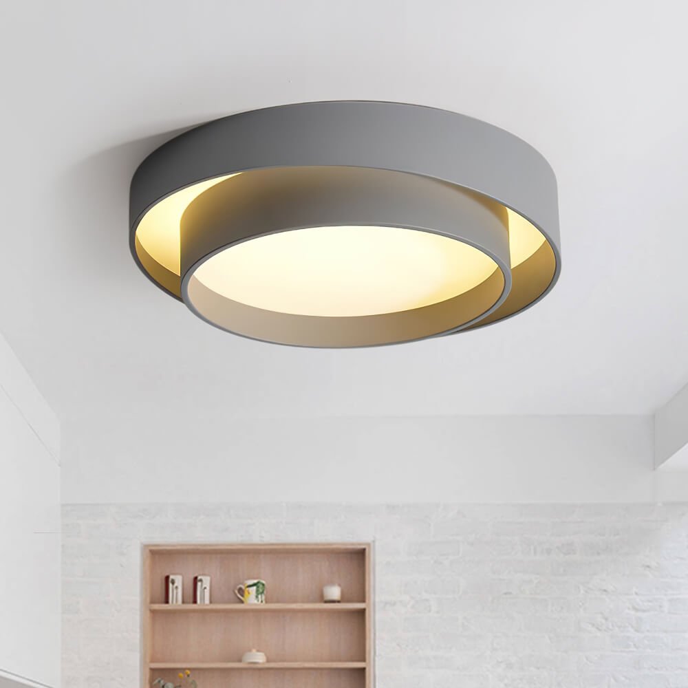 LED Flush Mount Ceiling Light - Concentric Circle Design - Modern Lighting Fixture for Living Room & Dining Room