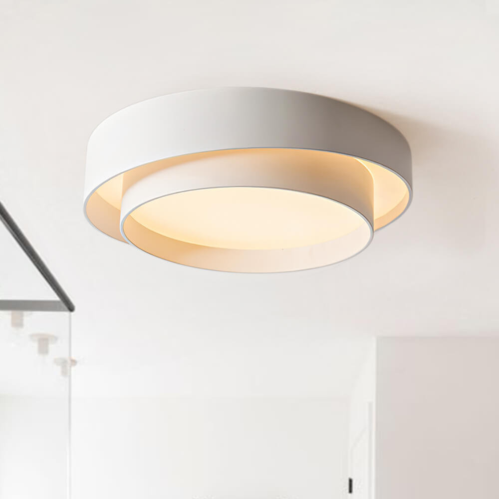 LED Flush Mount Ceiling Light - Concentric Circle Design - Modern Lighting Fixture for Living Room & Dining Room