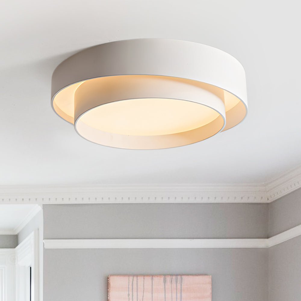 LED Flush Mount Ceiling Light - Concentric Circle Design - Modern Lighting Fixture for Living Room & Dining Room