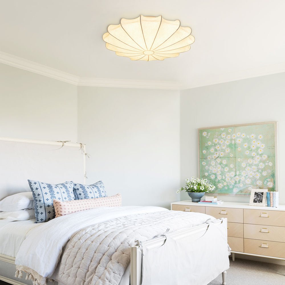 Geometric Flower Silk Ceiling Light Fixture - Modern Design for Living Room & Bedroom Lighting