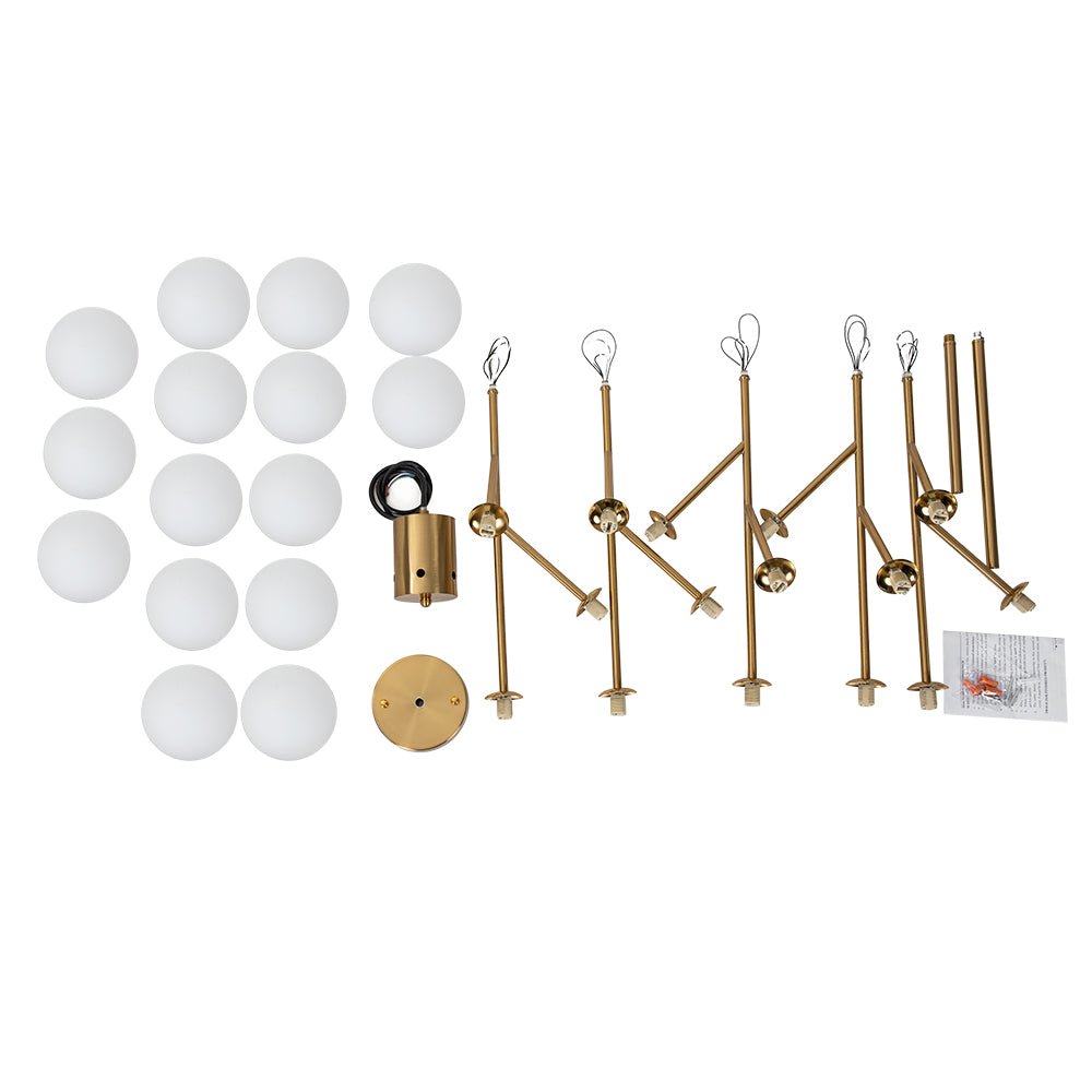 LED 15-Light Globe Linear Chandelier for Kitchen Island - Mid-Century Modern Fixture