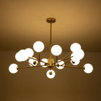 LED 15-Light Globe Linear Chandelier for Kitchen Island - Mid-Century Modern Fixture