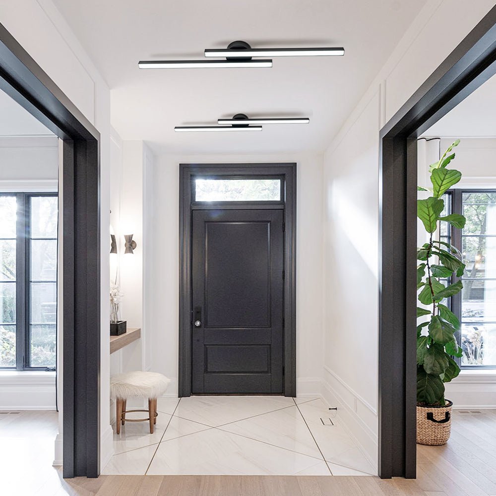 2-Light LED Strip Semi Flush Mount Ceiling Light - Modern Minimalist Fixture for Living Room & Hallway