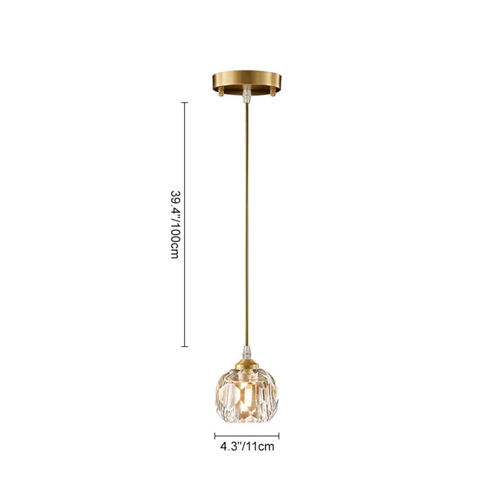Modern 1-Light Round Crystal Glass Pendant Light Fixture for Kitchen Island & Dining Room