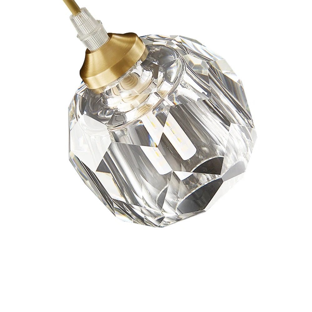 Modern 1-Light Round Crystal Glass Pendant Light Fixture for Kitchen Island & Dining Room