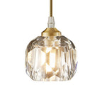 Modern 1-Light Round Crystal Glass Pendant Light Fixture for Kitchen Island & Dining Room