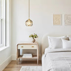 Modern 1-Light Round Crystal Glass Pendant Light Fixture for Kitchen Island & Dining Room