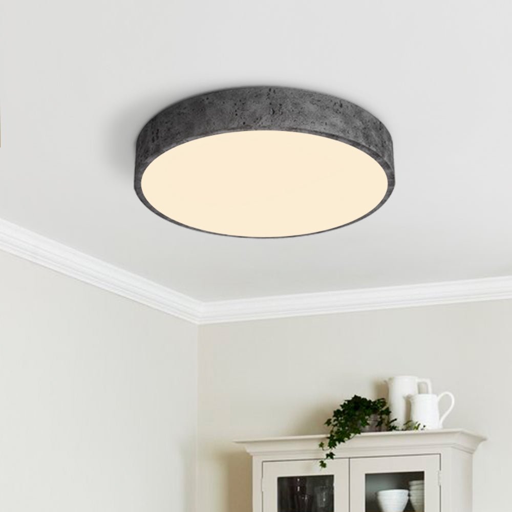 LED Flush Mount Ceiling Light - Dimmable Round Resin Fixture for Living Room & Bedroom Lighting