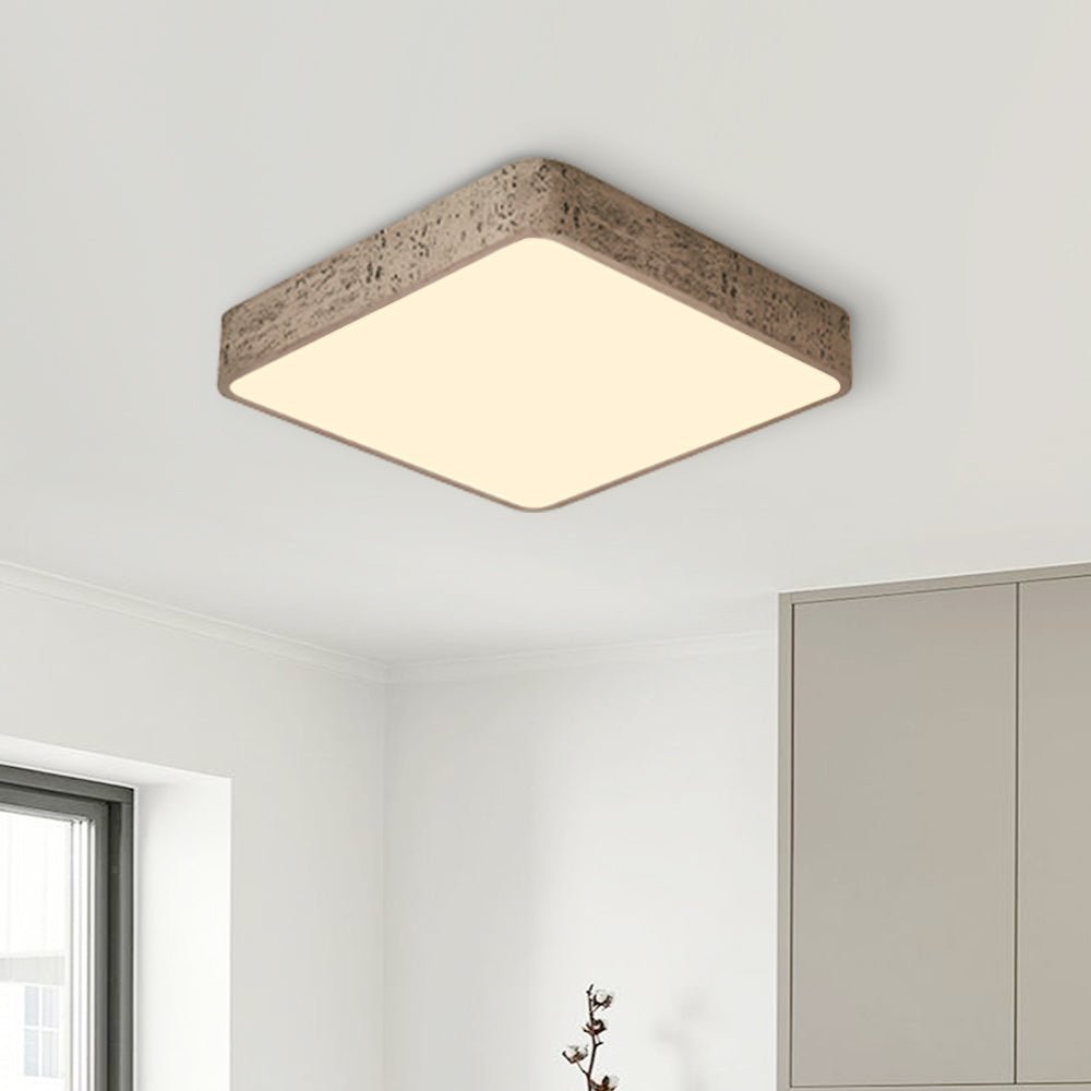 Dimmable LED Flush Mount Ceiling Light - Modern Square Resin Fixture for Living Room & Hallway