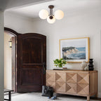 3-Light Sputnik Semi Flush Mount Ceiling Light with Glass Shades for Modern Mid-Century Home Decor