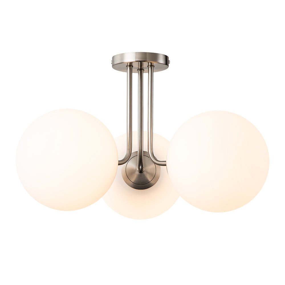 3-Light Sputnik Semi Flush Mount Ceiling Light with Glass Shades for Modern Mid-Century Home Decor