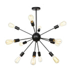 Mid-Century Modern Black Sputnik Chandelier - 8-Light Fixture for Living Room & Dining Room